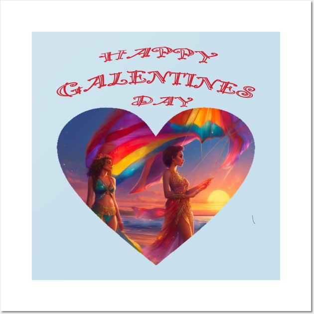 Happy Galentines with 2 girlfriends Wall Art by sailorsam1805